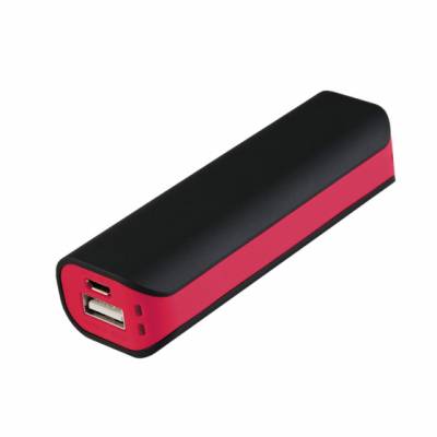 Внешний аккумулятор, Aster PB, 2000 mAh, пластик, 90х30х21 мм, черный/красный