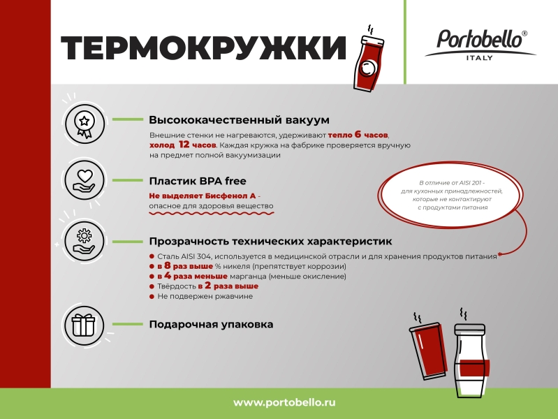 Термобутылка вакуумная герметичная, Prima, 500 ml, зеленая