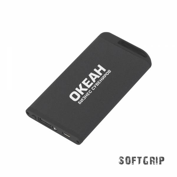 Зарядное устройство "Theta SOFTGRIP" с фонариком, 4000 mAh, черный