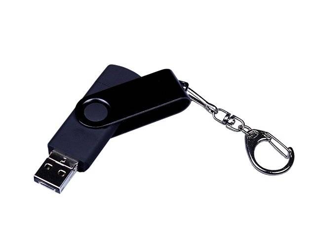 USB 2.0/micro USB/Type-С- флешка на 16 Гб 3-в-1 с поворотным механизмом