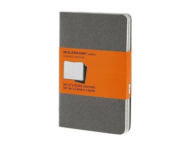 Записная книжка Moleskine Cahier (в линейку, 3 шт.), Pocket (9х14см), серый