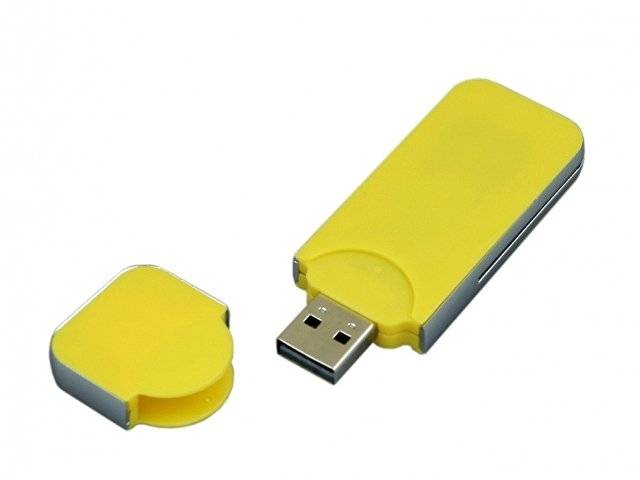 USB-флешка на 32 Гб в стиле I-phone, прямоугольнй формы, желтый