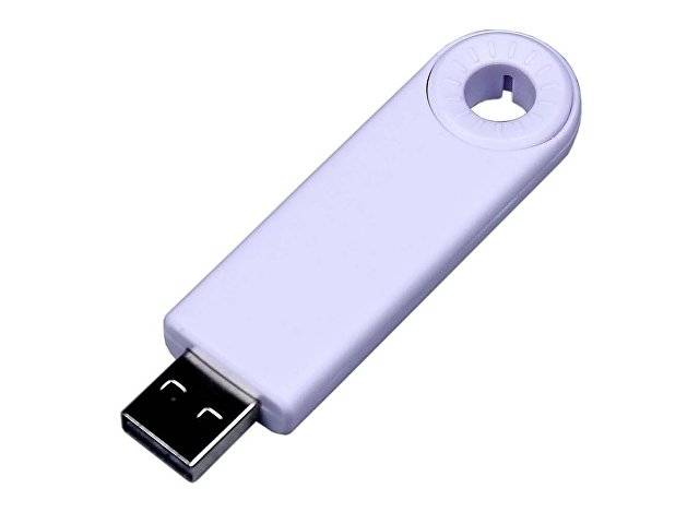 USB-флешка промо на 32 Гб прямоугольной формы, выдвижной механизм, белый