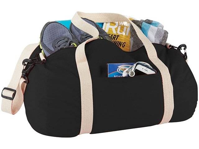 Хлопковая сумка Barrel Duffel, черный/бежевый