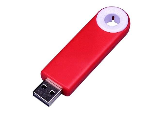 USB-флешка промо на 16 Гб прямоугольной формы, выдвижной механизм, белый