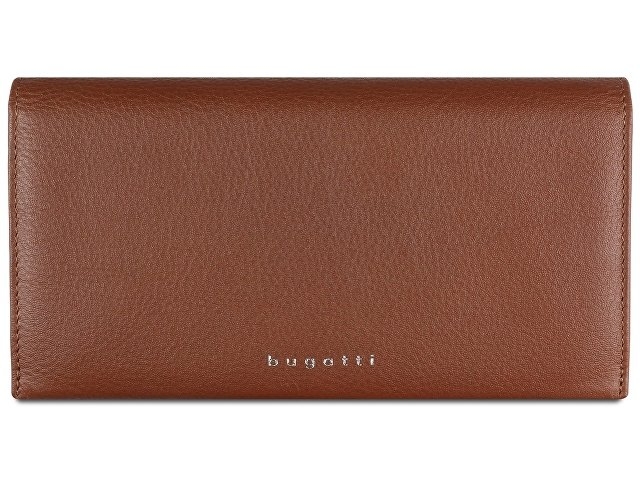 Кошелёк женский BUGATTI Lady Top, коньячный, натуральная воловья кожа, 19,5х2х10 см