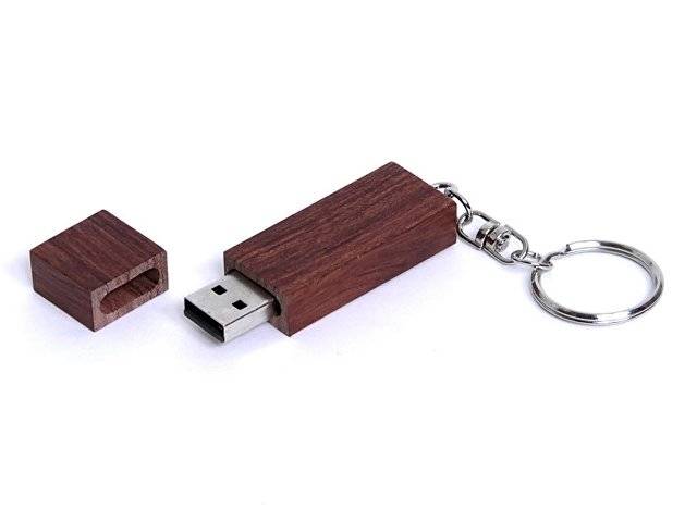 USB-флешка на 32 Гб прямоугольная форма, колпачек с магнитом, коричневый