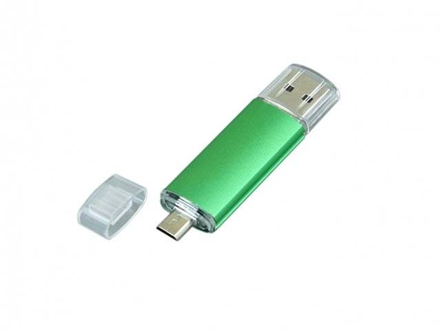 USB-флешка на 32 Гб.c дополнительным разъемом Micro USB, зеленый