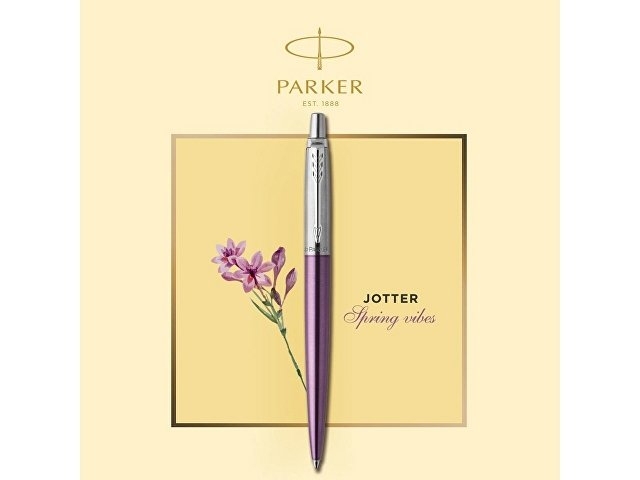 Шариковая ручка Parker "Jotter Victoria Violet Chrome CT", стержень:M, цвет чернил: blue в подарочной блистерной упаковке