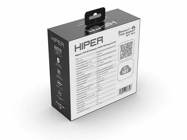 Беспроводные наушники HIPER TWS Smart IoT M1 (HTW-M10) Bluetooth 5.1 гарнитура, Серый