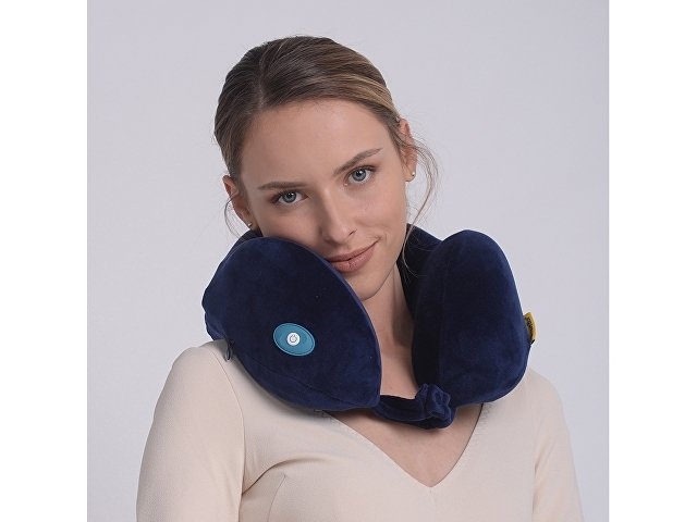 Подушка для путешествий со встроенным массажером "Massage Tranquility Pillow", синий