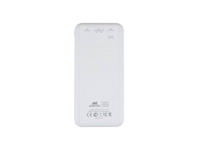 RIVACASE VA2540 (10 000mAh), QC/PD 20W внешний аккумулятор с дисплеем, белый 12/48