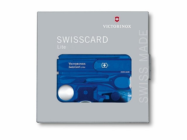 Швейцарская карточка VICTORINOX SwissCard Lite, 13 функций, полупрозрачная синяя