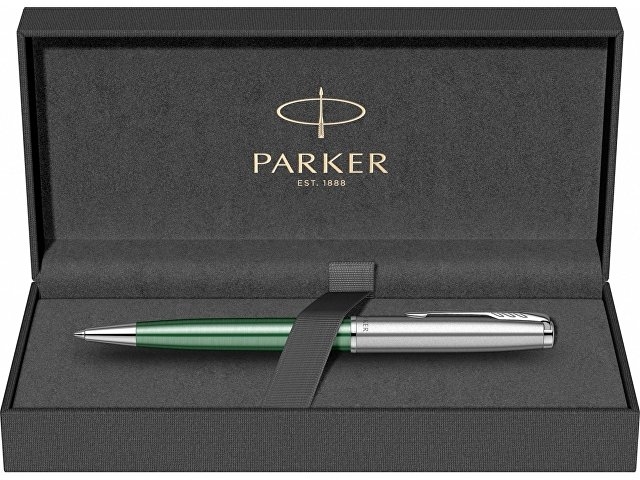 Шариковая ручка Parker Sonnet Essentials Green SB Steel CT, цвет чернил black, перо: M, в подарочной упаковке.