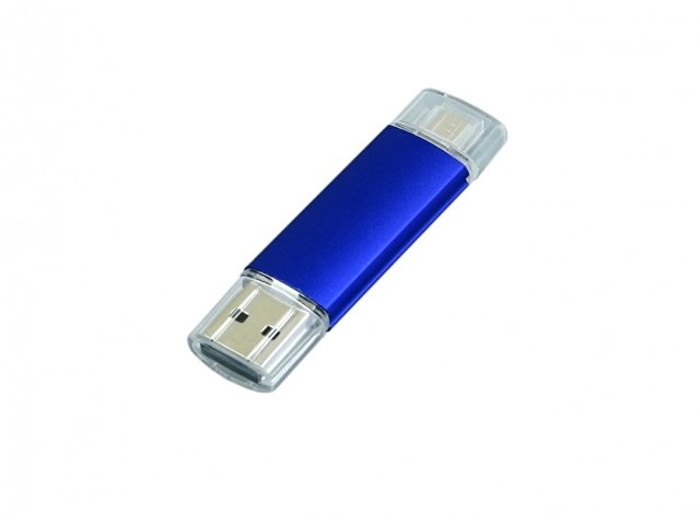 USB-флешка на 16 Гб.c дополнительным разъемом Micro USB, синий