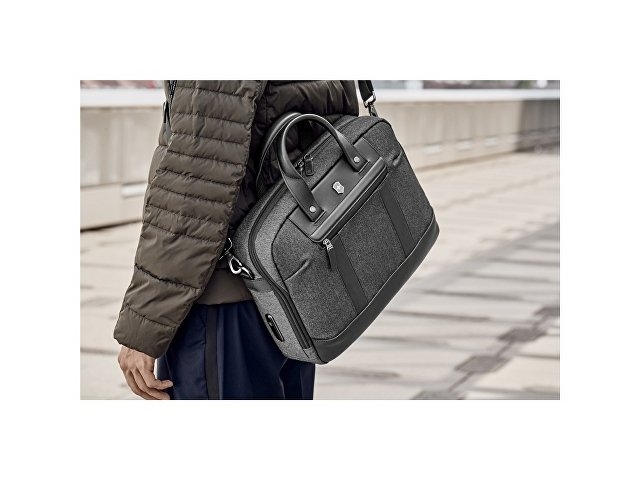 Портфель VICTORINOX Architecture Urban2 15" Briefcase 15'', серый, полиэстер/кожа, 42x13x31 см, 16 л