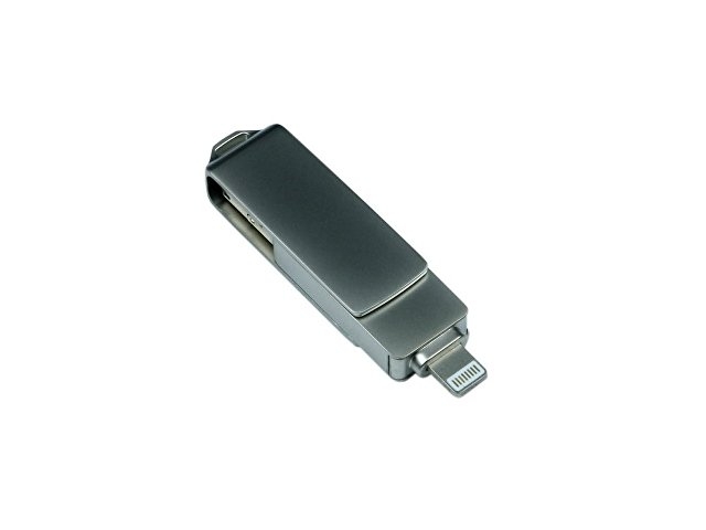 USB 3.0/micro USB/Lightning- флешка на 128 Гб с поворотным механизмом