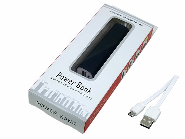 PB030 Универсальное зарядное устройство power bank  прямоугольной формы. 2600MAH. Черный