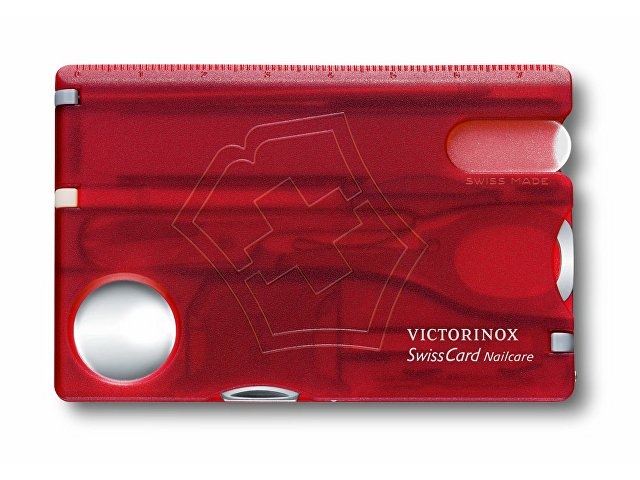 Швейцарская карточка VICTORINOX SwissCard Nailcare, 13 функций, полупрозрачная красная