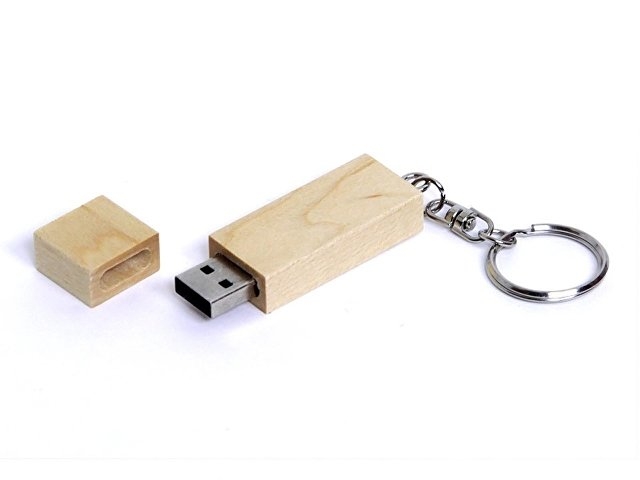 USB-флешка на 16 Гб прямоугольная форма, колпачек с магнитом, натуральный