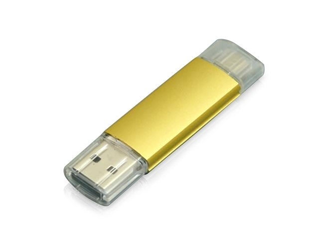 USB-флешка на 32 Гб.c дополнительным разъемом Micro USB, золотой