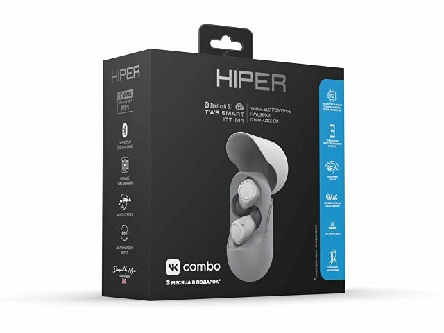 Беспроводные наушники HIPER TWS Smart IoT M1 (HTW-M10) Bluetooth 5.1 гарнитура, Серый