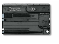 Швейцарская карточка VICTORINOX SwissCard Quattro, 13 функций, полупрозрачная чёрная