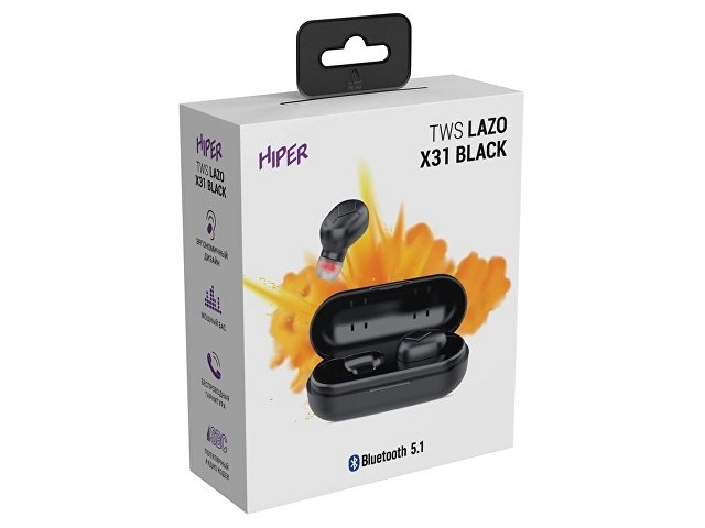 Наушники HIPER TWS Lazo X31 Black (HTW-LX31) Bluetooth 5.1 гарнитура, Черный