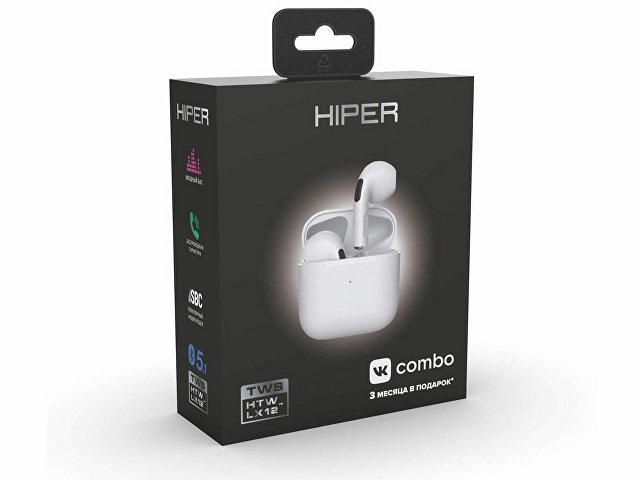 Беспроводные наушники HIPER TWS Lazo X12 White (HTW-LX12) Bluetooth 5.3 гарнитура, Белый