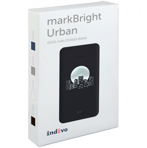 Аккумулятор с беспроводной зарядкой markBright Urban, 6000 мАч, черный