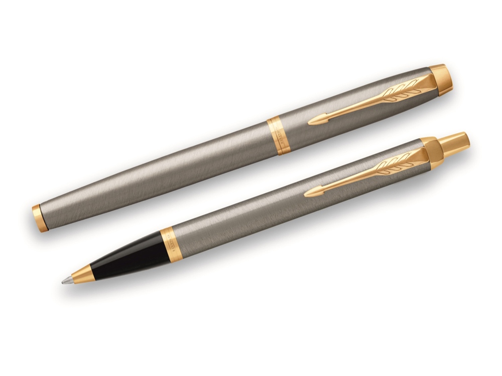 Набор Parker IM Core Brushed Metal GT: ручка шариковая, ручка роллер (серебристый)