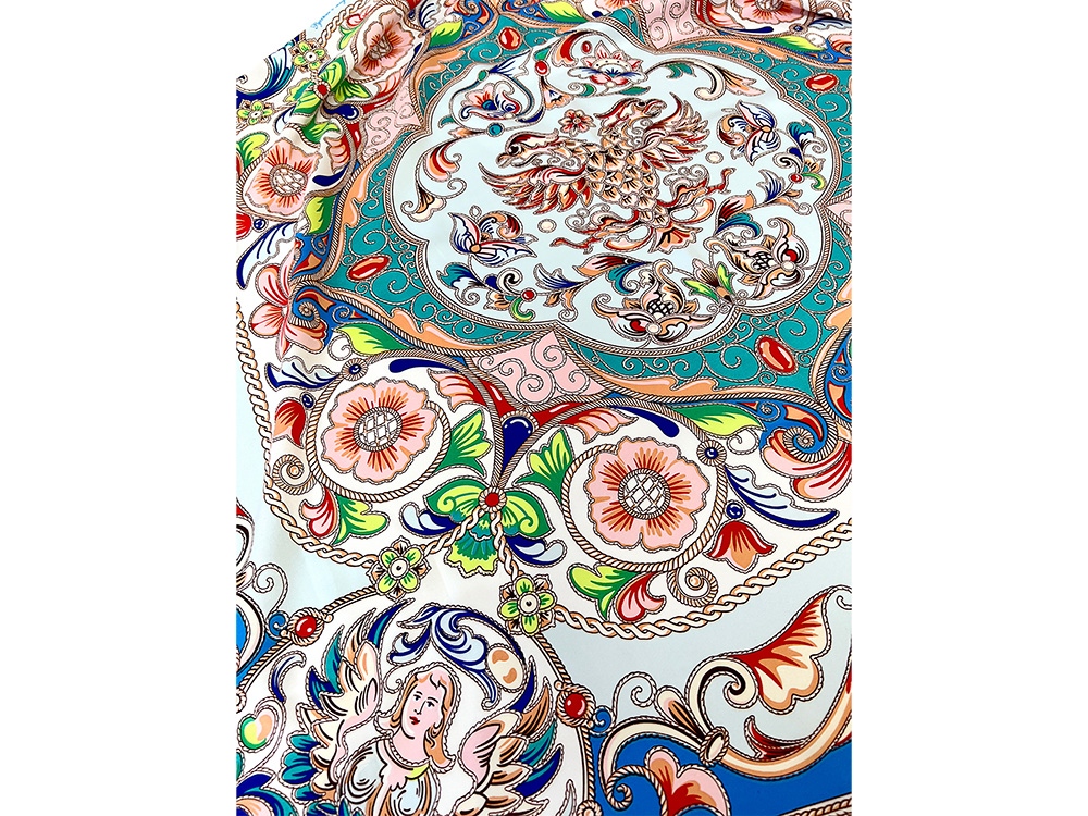 Платок Шедевры русских эмальеров (синий, зеленый, красный, разноцветный)