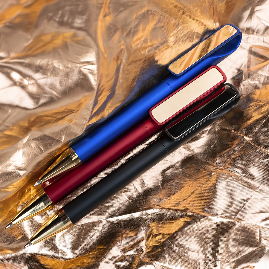 Ручка шариковая GLOSSY GOLD, черный металлик/золотой, пластик, металл