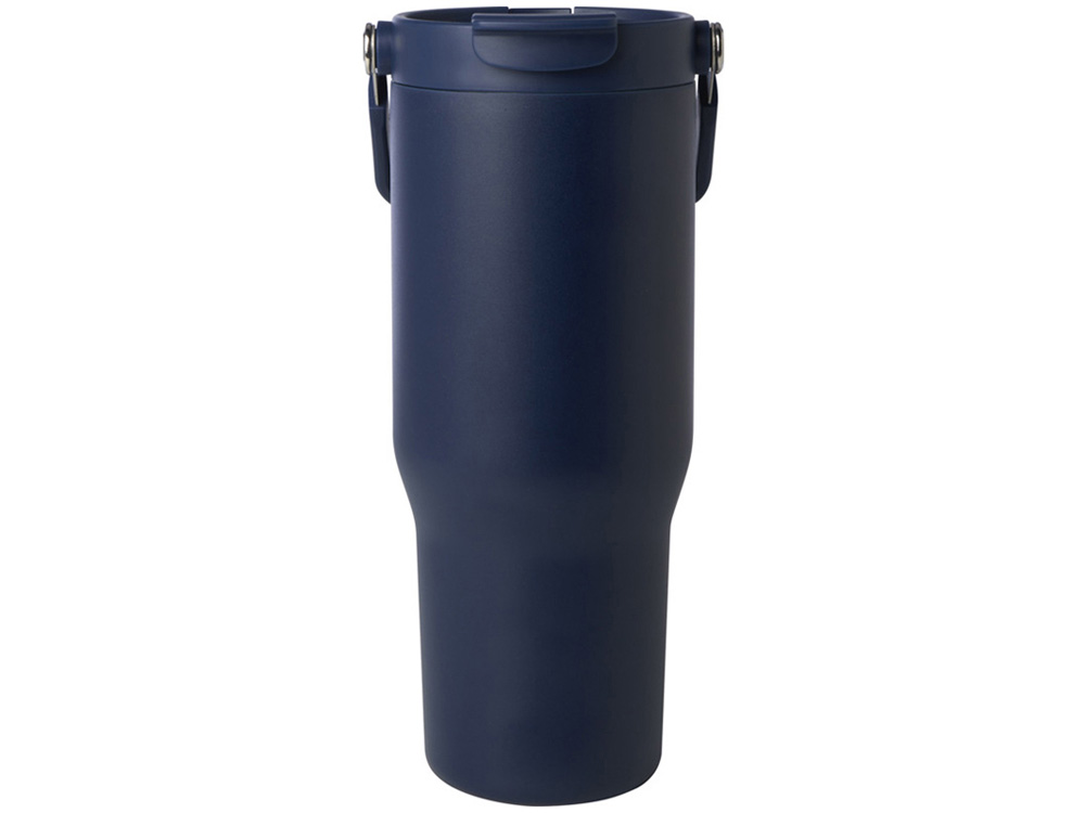 Термостакан Bronx/Бронкс объемом 900 мл из меди и переработанной нержавеющей стали, сертифицированной по стандарту RCS, с вакуумной изоляцией и крышкой с двойной функцией - Темно - синий, темно-синий