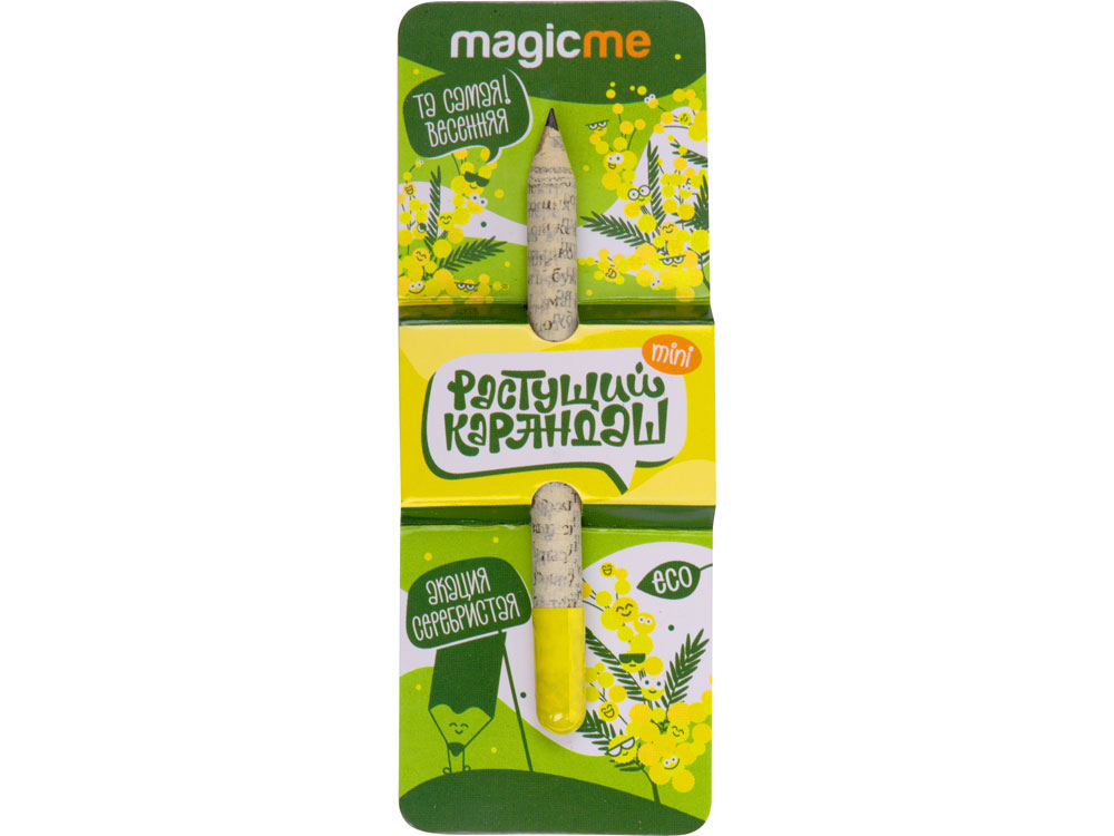 Растущий карандаш mini Magicme (1шт) - Акация Серебристая, серый, желтый