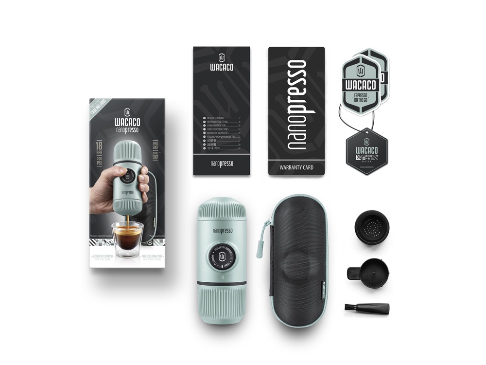 Ручная мини-кофемашина (WACACO Nanopresso) WCCRTCBL (Ручная мини-кофемашина цв. Arctic Blue), голубой