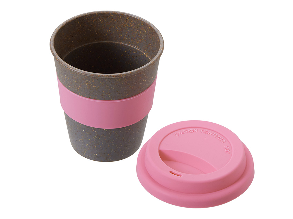 Стакан с силиконовой крышкой Cafe, dust pink, пыльная роза, серый