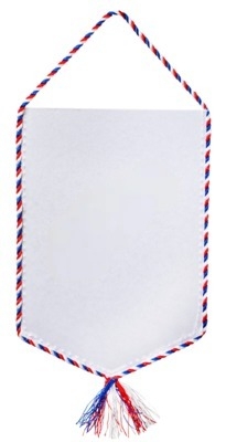 Вымпел прямоугольный, атласный, с картонной вставкой, белый, 15 х 22 см, шнур триколор с кисточкой