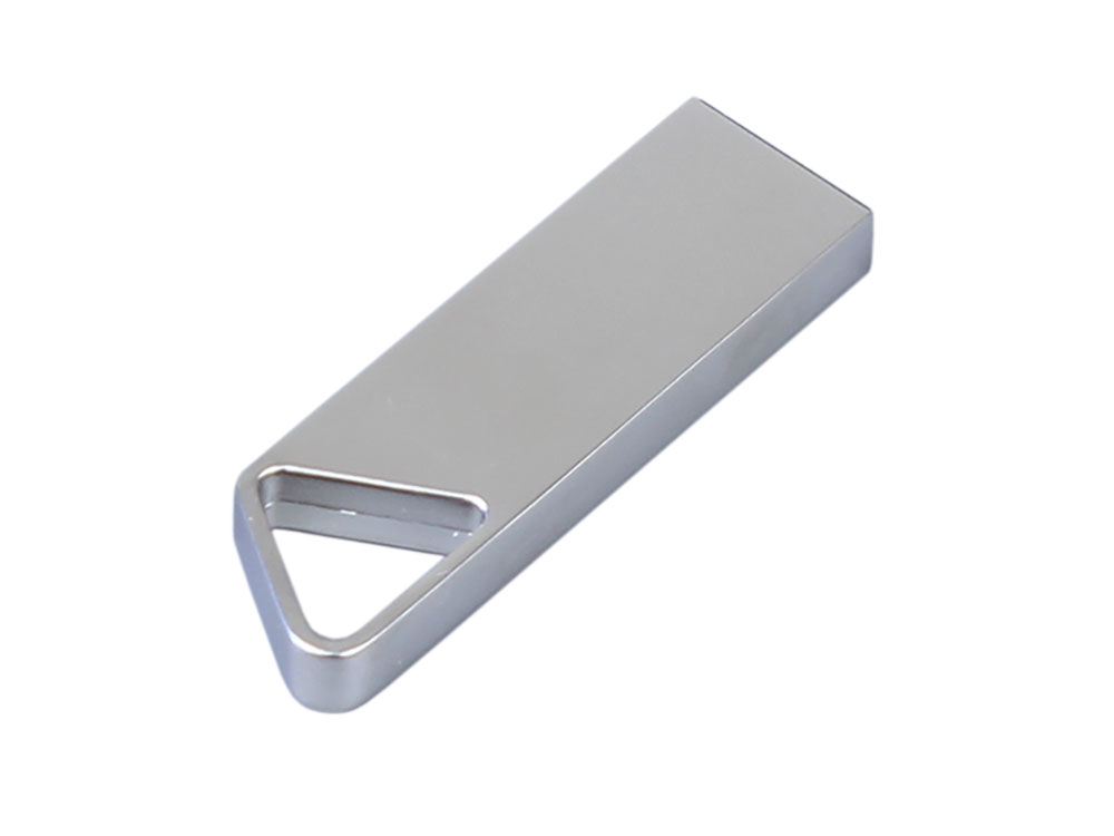 USB 2.0-флешка на 32 Гб с мини чипом, компактный дизайн, отверстие треугольной формы для цепочки, серебристый
