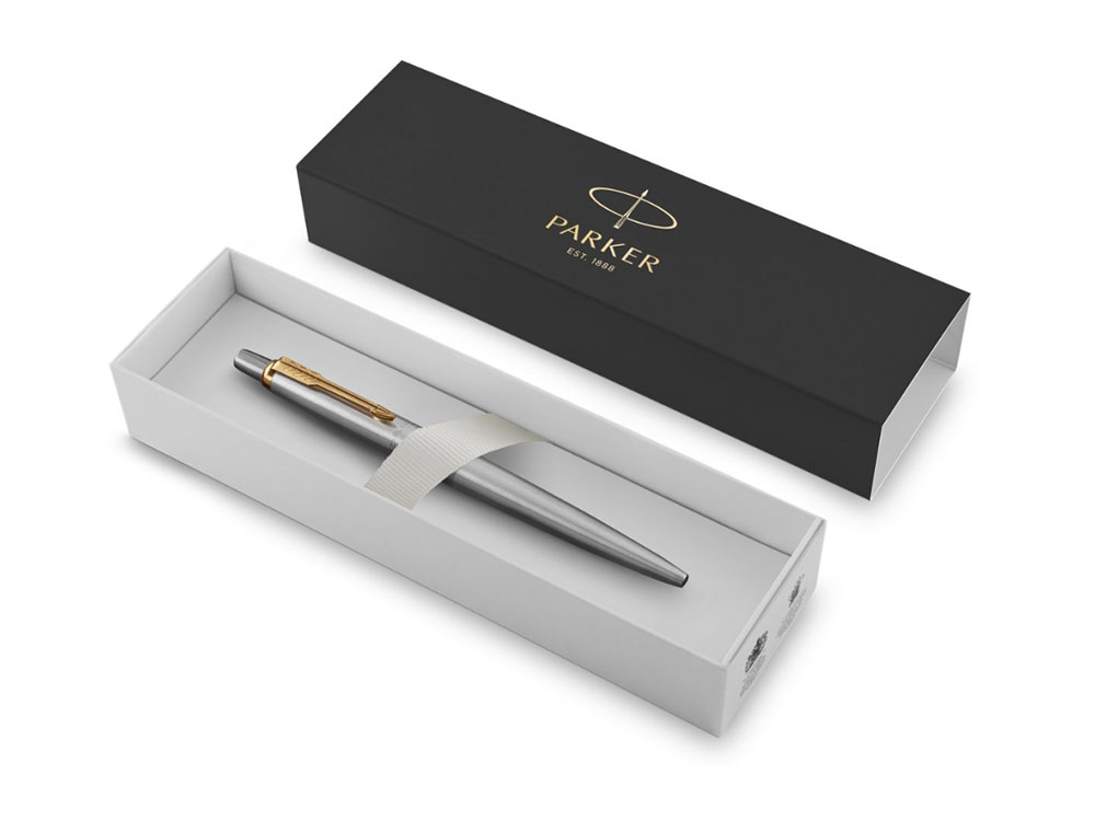 Шариковая ручка Parker Jotter Essential, St. Steel GT, стержень: Mblue, серебристый, золотистый
