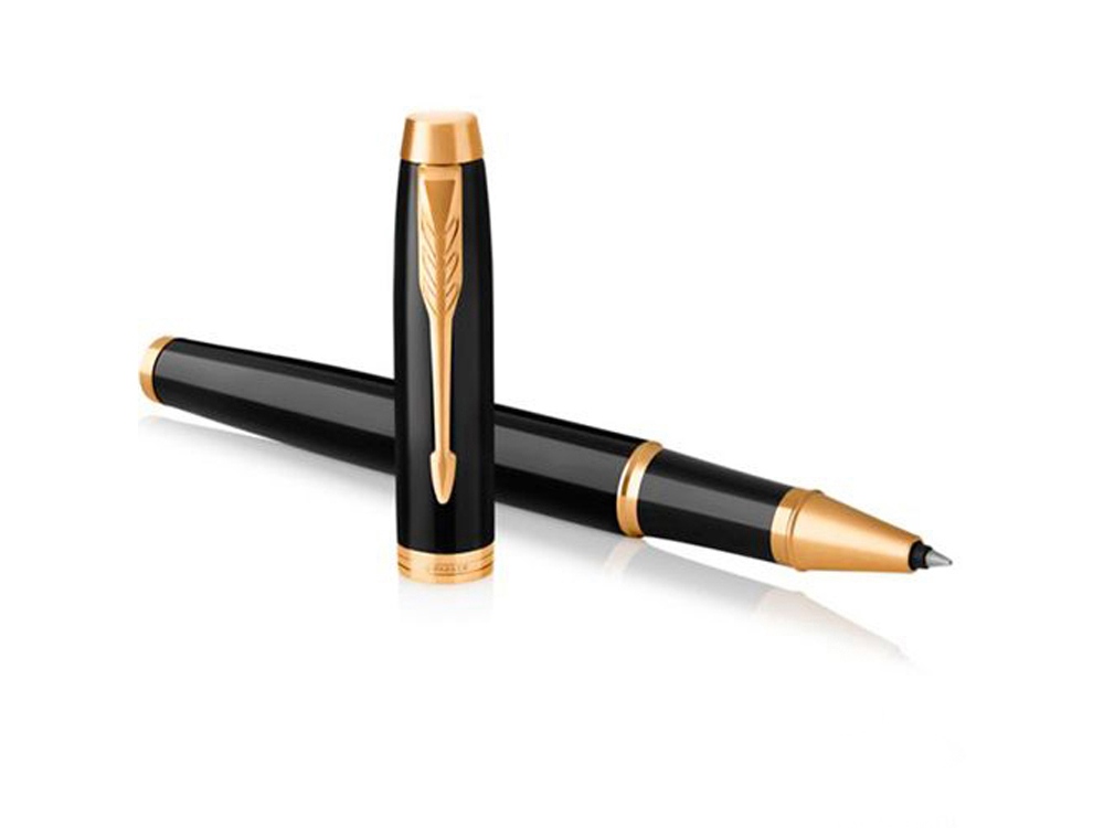 Ручка роллер Parker IM Core Black GT, черный/золотистый, черный, золотистый