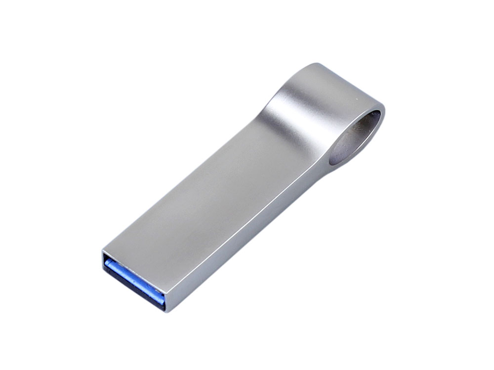 USB 2.0-флешка на 32 Гб с мини чипом, компактный дизайн, боковое отверстие для цепочки, серебристый