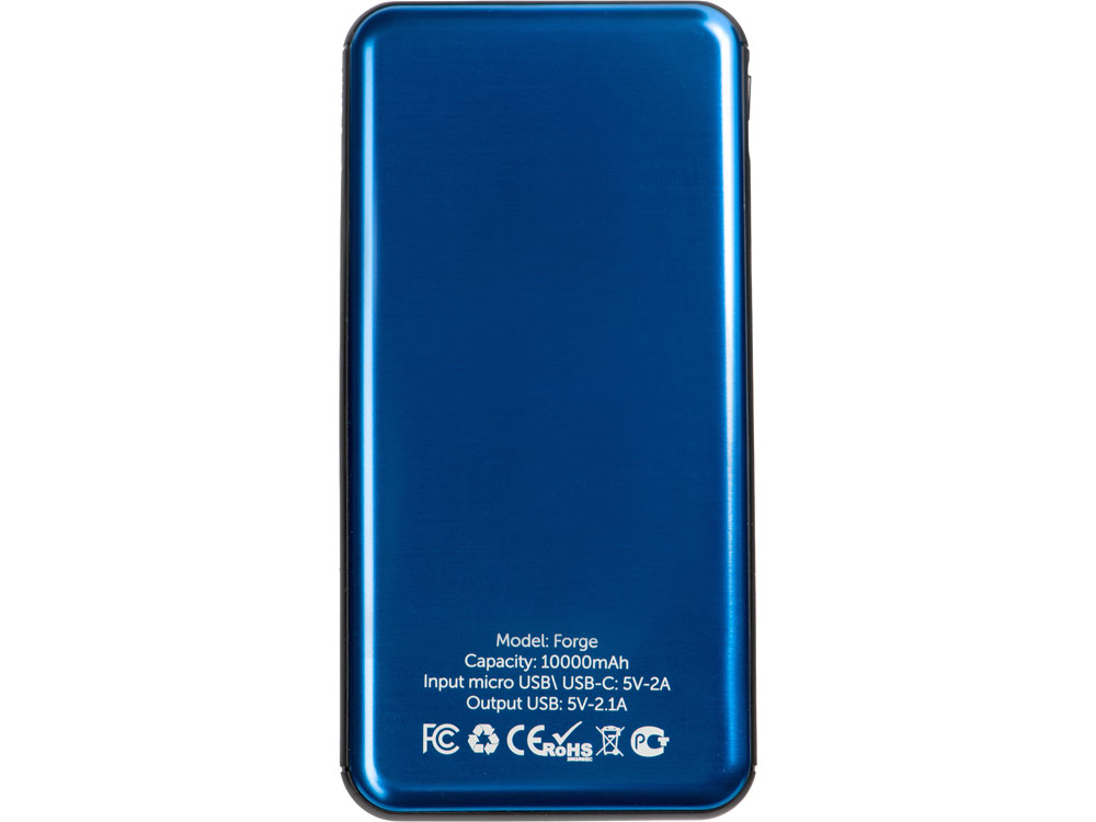Внешний аккумулятор Forge v.2 металл,  10000mah, синий