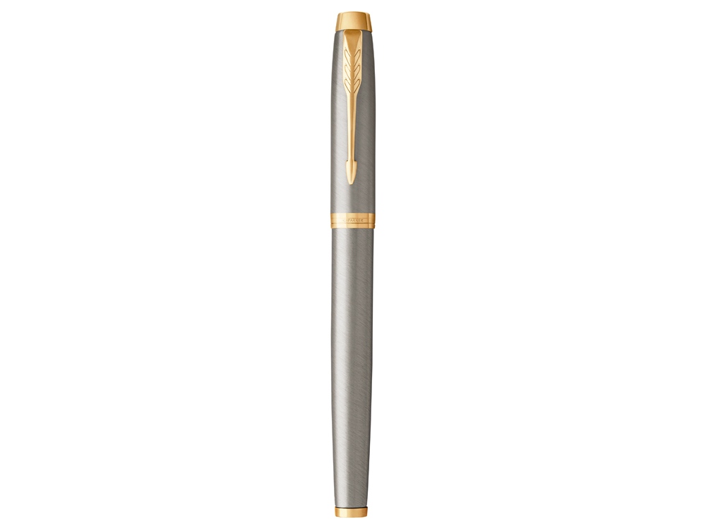 Ручка роллер Parker IM Core Brushed Metal GT, серебристый/золотистый, серый, золотистый