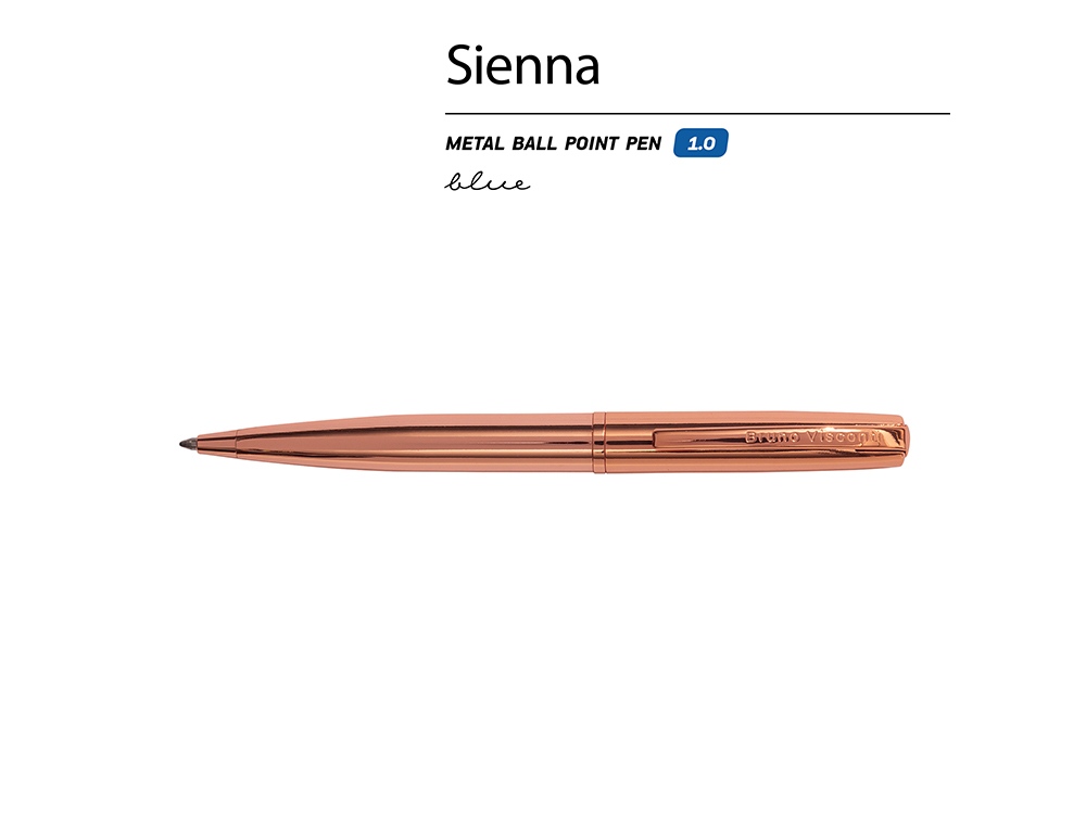 Ручка металлическая шариковая Sienna, розовое золото, золотистый