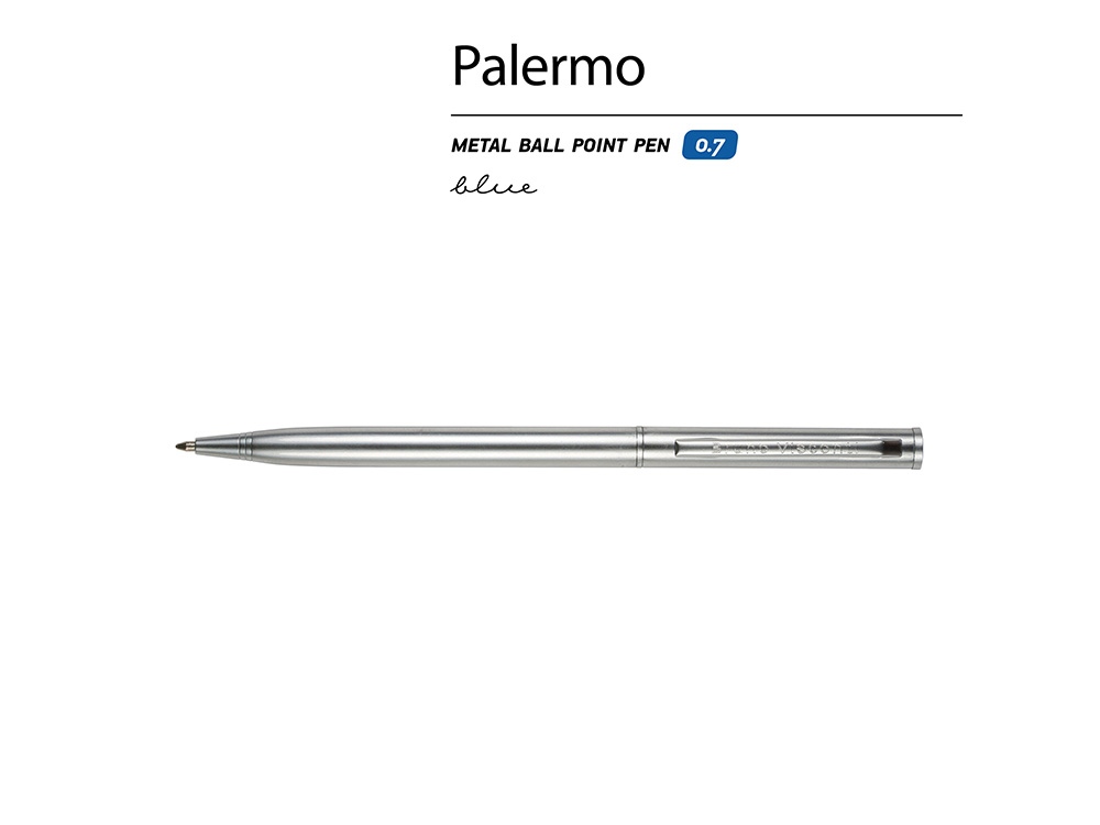 Ручка шариковая автоматическая BrunoVisconti® PALERMO цвет корпуса серебряный, 0.7 мм, серебристый