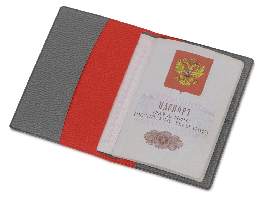 Обложка для паспорта с RFID защитой отделений для пластиковых карт Favor, красная/серая, красный