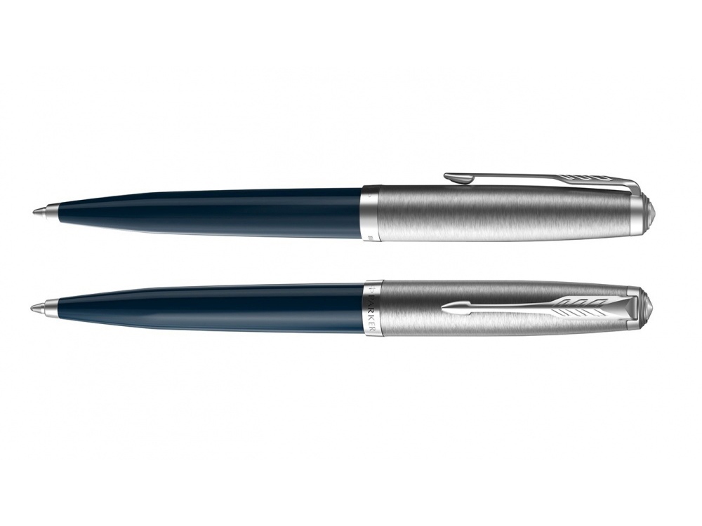 Шариковая ручка Parker 51 CORE MIDNIGHT BLUE CT, стержень: M, цвет чернил: black, в подарочной упаковке., темно-синий, серебристый