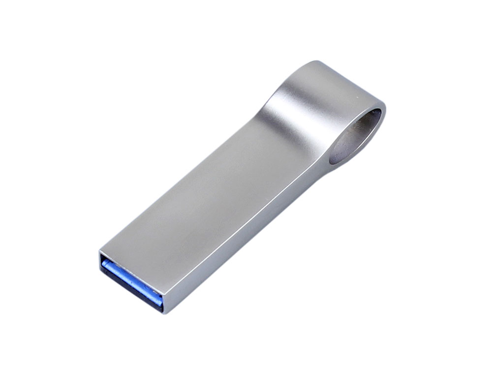 USB 2.0-флешка на 16 Гб с мини чипом, компактный дизайн, боковое отверстие для цепочки, серебристый