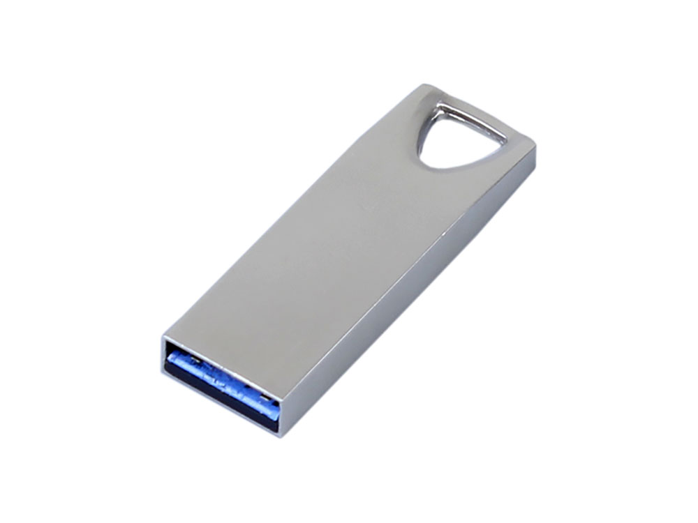 USB 3.0-флешка на 32 Гб с мини чипом, компактный дизайн, стильное отверстие для цепочки, серебристый